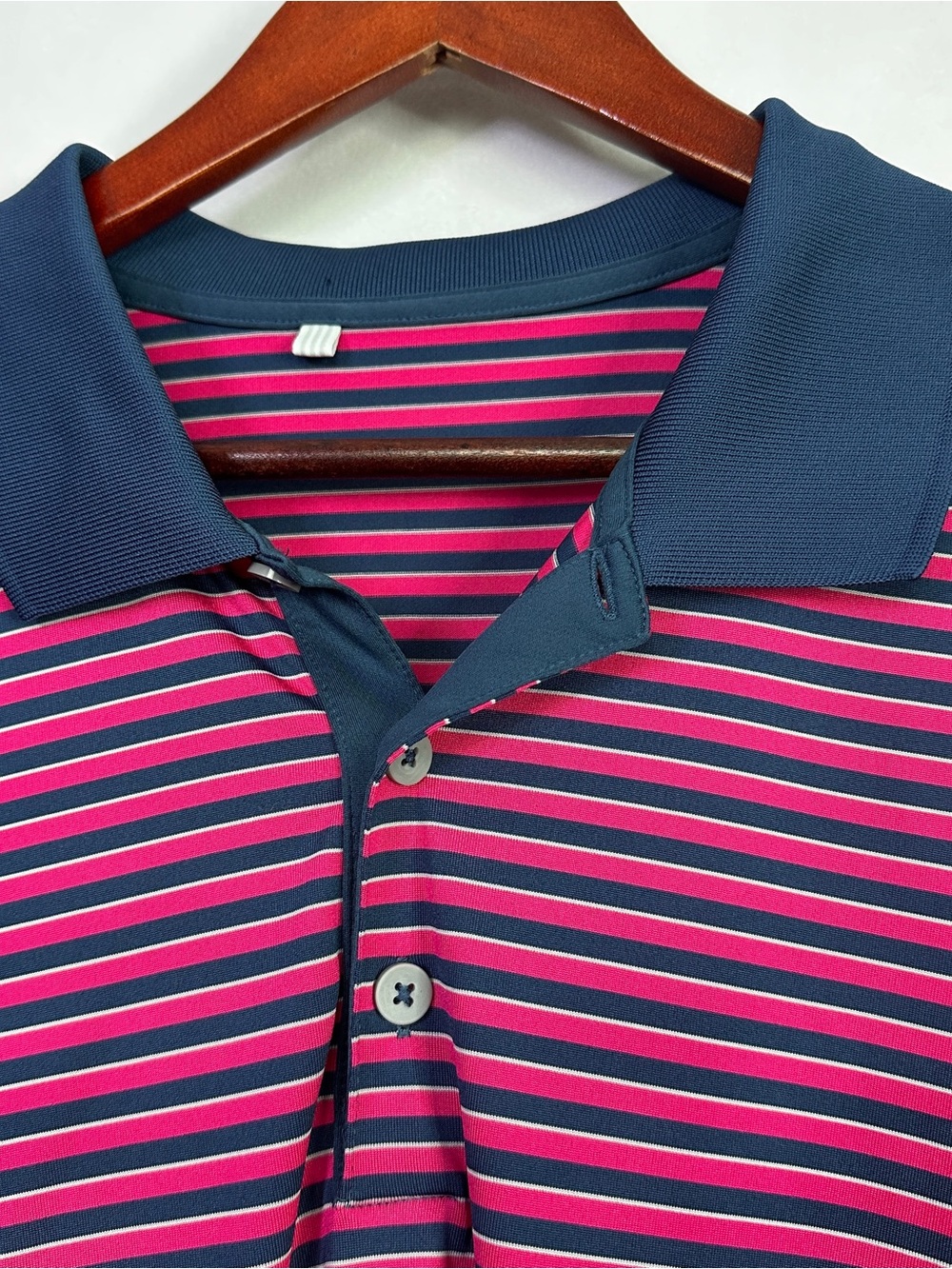 Adidas Striped Polo Men’s Golf Pink Short Sleeve Athletic Lightweight XL Shirt - Picture 6 of 8